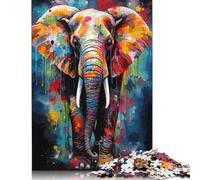 Elephant Painting Poster Puzzle 1000 Pièces Educa Jouet en Bois Divertissement Créatif De l'art De La Décoration Jeu Éducatif Challenge Toy pour Adultes Et Enfants À Partir De 12 Ans 1000pcs (75x50cm