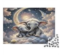 Éléphant Papier recy eux bébés éléphants câlinés sur des Nuages Puzzle Cadeau de Collection pour Adultes 52x38cm/1000 pièces