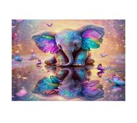 Éléphant Papillon Réflexion Puzzle, 1000 Pièces Jeu Intérieur Adulte | 52x38cm Carton Exercice Mental, Assemblage Précis, Cadeau Ami, Décoration Salon