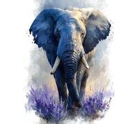 Éléphant Peinture Numero Adulte Enfant avec Cadre, Peinture par Numéro Animal Paint by Numbers Kit, Numero d'art avec 3 Pinceaux et Acrylique Loisirs Créatifs Adultes, Decoration Maison 45x60 cm Q-665