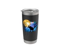 Eléphant Pleine Lune Galaxy Star Night Nature Graphic Art Gobelet isotherme en acier inoxydable double paroi