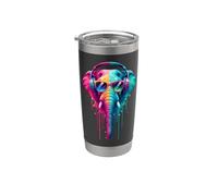 Eléphant portant des écouteurs et lunettes de soleil EDM Rave Gobelet isotherme en acier inoxydable double paroi