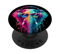 Eléphant Portant des écouteurs et Lunettes de Soleil EDM Rave PopSockets PopGrip Adhésif