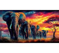 éléphant Puzzle 1000 Pieces Cadeau Unique Jeu éducatif Challenge Toy de qualité supérieure Peinture Art pour Adultes et Enfants éléphant38x52cm/1000pcs