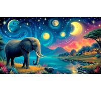 éléphant Puzzle 1000 pièces Cadeau Unique Jeu éducatif défi Jouet de qualité supérieure Peinture Art pour Adultes et Enfants éléphant38x52cm/1000pcs