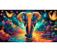 éléphant Puzzle 1000 pièces Cadeau Unique Jeu éduchatif défi Jouet de qualité supérieure Peinture Art pour Adultes et Enfants à partir de 12 Ans 38x52cm/1000pcs