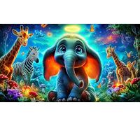 éléphant Puzzle 1000 pièces Educa Divertissement créatif De l'art Décoration Jeu éducatif Challenge Toy pour Adultes et Enfants à partir de 12 Ans 75x50cm/1000pcs