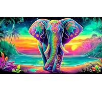 éléphant Puzzle 1000 pièces Educa Jouet en Bois Cadeau Unique De l'art Décoration Jeu éducatif Challenge Toy pour Adultes et Enfants à partir de 14 Ans éléphant75x50cm/1000pcs