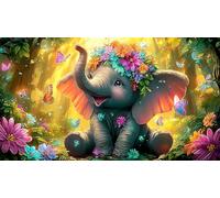 éléphant Puzzle 1000 pièces Educa Jouet en Bois Jeu D'Intelligence Décoration Intérieure Jeu éducatif Challenge Toy pour Adultes et Enfants à partir de 14 Ans éléphant38x52cm/1000pcs