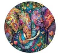 éléphant Puzzle 1000 Pièces Jeu Cadeau Unique Animaux puissants Puzzle Rond DIY pour Adultes Et Enfants1000pcs (67.5x67.5cm)