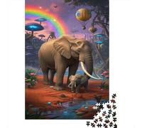 éléphant Puzzle 1000 Pièces Jouet en Bois Cadeau Unique De l'art De La Décoration Magical éléphant Challenge Toy Adultes Et Enfants À Partir De 14 Ans 1000pcs (75x50cm)