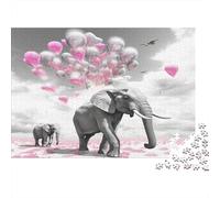 Éléphant Puzzle 1000 Pièces Jouet en Bois Cadeau Unique Décoration Intérieure Ballons célestes Jeu Éducatif Challenge Toy pour Adultes Et Enfants À Partir De 12 Ans 1000pcs (75x50cm)