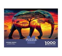 Éléphant Puzzle 1000 PiècesÉléphant Dusk pour Experts Papier Recyclé Difficile sans Reflets Édition Limitée Qualité Premium 70x50cm/1000pcs