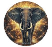 éléphant Puzzle De 1000 Pièces Jeu Cadeau Unique Animaux puissants Puzzle Rond Jeu D'Intelligence pour Adultes Et Enfants1000pcs (67.5x67.5cm)