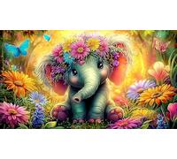 éléphant Puzzle pour Adultes 1000 pièces - Jeu Amusant & Stimulant Papier recyclé Idée Cadeau pour la Maison 38x52/1000pcs