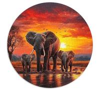 éléphant, Puzzle Rond De 1000 Pièces, Jeu Stimulant pour Le Cerveau, Parfait pour Moments en Famille Ou Collection, Adapté Dès 8 Ans, 1000pcs (67.5x67.5cm)