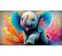 éléphant Puzzles 1000 pièces Cadeau Unique Jeu éducatif Challenge Toy de qualité supérieure Peinture Art pour Adultes et Enfants éléphant38x52cm/1000pcs