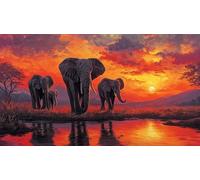 éléphant Puzzles 1000 pièces Cadeau Unique Jeu éducatif Challenge Toy de qualité supérieure Peinture Art pour Adultes et Enfants à partir de 14 Ans éléphant38x52cm/1000pcs