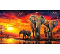 éléphant Puzzles 1000 pièces Cadeau Unique Jeu éduchatif Challenge Toy de qualité supérieure Peinture Art pour Adultes et Enfants 38x52cm/1000pcs