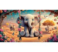 éléphant Puzzles 1000 Pieces Cadeau Unique Jeu éduchatif défi Jouet de qualité supérieure Peinture Art pour Adultes et Enfants à partir de 14 Ans 38x52cm/1000pcs