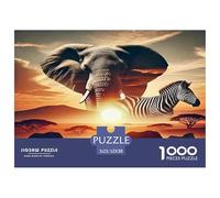 éléphant Puzzles Divertissement Créatif Activités Familiales Stimulantes 1000 Stukjes Faune Sauvage Casse-tête Qualité Premium pour Adultes 52x38cm/1000pcs