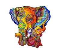 Elephant Puzzles en Bois 675pcs, KAAYEE Puzzle en Bois de Forme Animale pour Adultes, Pièces de Puzzle en Bois de Forme Unique Colorée, Elephant Puzzle Maternal Love (L'éléphant, XL)