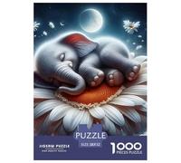 éléphant Puzzles Jeu De Puzzle Activités Familiales Stimulantes 1000 Pieces Faune Sauvage Puzzles Classiques Qualité Premium pour Adultes 52x38cm/1000pcs
