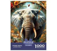 éléphant Puzzles Jeu De Société Adulte Activités Familiales Stimulantes 1000 Pièces Faune Sauvage Casse-tête Qualité Premium pour Adultes 52x38cm/1000pcs