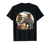 Elephant Ramen Nouilles Japonaises Mont Fuji Pagode Tower T-Shirt