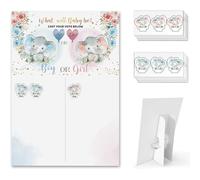 Elephant Reveal Games Planche de vote avec support, 60 autocollants éléphant garçon et fille pour invités de fête, il ou elle, lancez votre jeu de devinettes, décoration de centre de table de fête