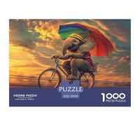 éléphant Riding A Bicycle 1000 Piece Jigsaw Puzzle for Adults Educhational Games Stress Relief Puzzle Cultivate The Spirit of Teamwork for The Whole for Women, Gifts for Men 70x50c