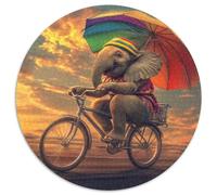 éléphant Riding A Bicycle 1000 Pièces Faune Sauvage Puzzle Circulaire Détente & Relaxation Jeu Cadeau Unique Adultes Enfants 1000pcs (67.5x67.5cm)