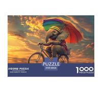 éléphant Riding A Bicycle 1000 Pieces Jigsaw Puzzles for Adults Educhational Games Stress Relieving Entertainment Exercise The Memory of The Brain for Adults and Kids, Age 12 Years Up 38x26cm/10
