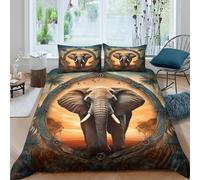 Elephant Sacred Housse de Couette Microfibre Hypoallergique 3 Pièces 3D Effet Confortable Art d'animaux mythiques Parure de Lit avec Fermeture Éclair Ultra Douce for Ado Single（140x200cm）