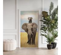Éléphant Savane 3d AutoadhéSif Autocollants Animal Africa Stickers Porte Éléphant Vinyle Mural pour Salon Chambre DéCoration de la Maison Stickers Muraux ImperméAble 85x200 cm