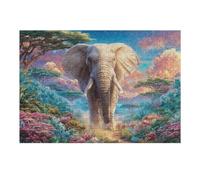 Éléphant Savane Coucher de Soleil 300 Pieces Casse-tête Collectionneur en Carton sans Déformation Très Difficile Motif Complexe Décoration Murale Cadeau Noël Premium 300 PCS