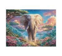 Éléphant Savane Coucher de Soleil 500 Pieces Casse-tête Créatif en Carton Épais Rigide Difficulté Moyenne Activité Manuelle Loisir Créatif Cadeau Noël Qualité Premium 500 PCS