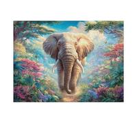 Éléphant Savane florissante 500 Pieces Casse-tête Créatif en Carton Épais Rigide Difficulté Moyenne Activité Manuelle Loisir Créatif Cadeau Noël Qualité Premium 500 PCS