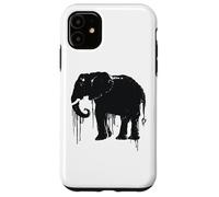 Eléphant Sketch Style Sauve Les éléphants d'Afrique Noir Blanc Coque pour iPhone 11