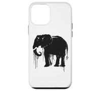 Eléphant Sketch Style Sauve Les éléphants d'Afrique Noir Blanc Coque pour iPhone 12 Mini