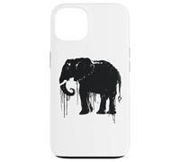 Eléphant Sketch Style Sauve Les éléphants d'Afrique Noir Blanc Coque pour iPhone 13