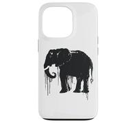 Eléphant Sketch Style Sauve Les éléphants d'Afrique Noir Blanc Coque pour iPhone 13 Pro