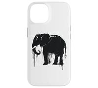 Eléphant Sketch Style Sauve Les éléphants d'Afrique Noir Blanc Coque pour iPhone 14