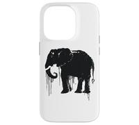 Eléphant Sketch Style Sauve Les éléphants d'Afrique Noir Blanc Coque pour iPhone 14 Pro