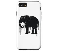 Eléphant Sketch Style Sauve Les éléphants d'Afrique Noir Blanc Coque pour iPhone SE (2020) / 7/8