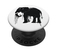 Eléphant Sketch Style Sauve Les éléphants d'Afrique Noir Blanc PopSockets PopGrip Adhésif