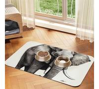 Elephant Sketch Tapis de nourriture pour chien, tapis d'alimentation absorbant pour gamelles de nourriture et d'eau, tapis de placement antidérapant pour sols, imperméable, séchage rapide, pour chiens