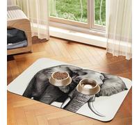 Elephant Sketch Tapis de nourriture pour chien, tapis d'alimentation absorbant pour gamelles de nourriture et d'eau, tapis de placement antidérapant pour sols, imperméable, séchage rapide, pour chiens