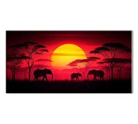 Éléphant Soleil Diamond Painting, 5D Complet Painting Diamant Adulte, DIY Kit Broderie au Point de Croix en Artisanat Cistal Set, Peinture Diamant pour Decoration Murale de Chambre 50x100 cm J26-199