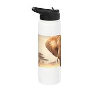 Éléphant solitaire dans la savane africaine Stainless Steel Insulated Water Bottle